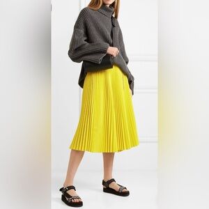 J.Crew Yellow Chiffon Pleated Midi Skirt Size XS
